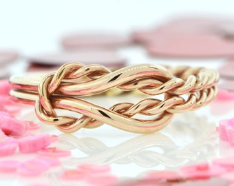 Rose Gold Infinity Knot Ring, Pink Gold Knot Promise Ring, Rose Gold Ring, Love Knot Ring, Pink Gold Ring, Infinity Knot Jewelry