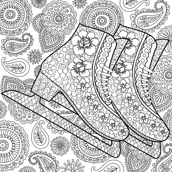 Printable Coloring Page Zentangle Figure Skating Coloring Book