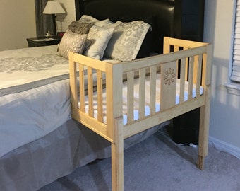 Maple Slat-Sided Sidecar Style Baby Bed for Close-Sleeping and Nighttime Nursing