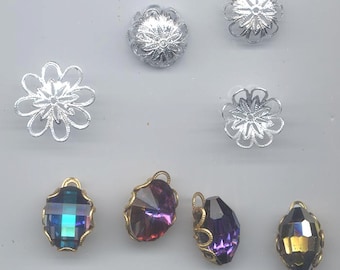 24 awesome vintage silver tone pliable filigree bead caps that can be used to wrap 18 x 13 mm crystal stones! 16.5 x 5.2 mm