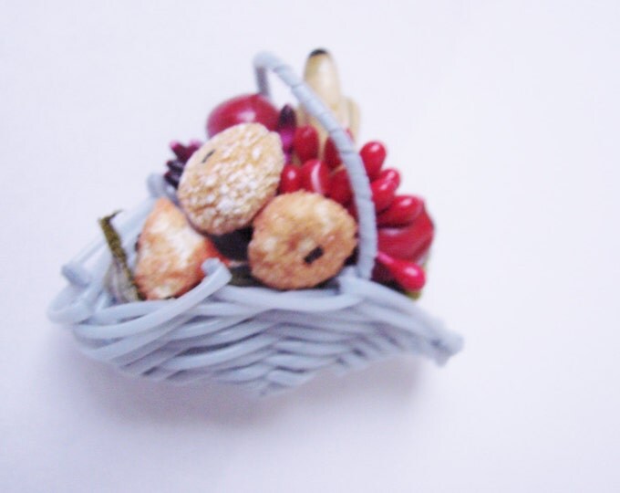 Vintage Fruit Basket Tutty Fruity Brooch / Colorful / Japan / Mid Century / 1940s 1950s / Jewelry / Jewellery