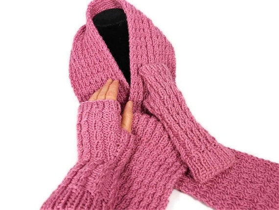 Download Items similar to Knitted Mock Cable Plum Wine Scarf and ...