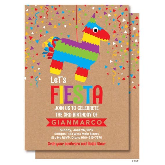 Mexican Birthday Piñata Fiesta Invitation Printable or