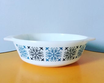 Retro Blue and Black Pyrex Casserole Dish
