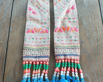 Vintage Hmong Fabric, handmade tapestry textiles, hill tribal fabric