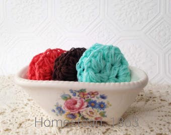 Cotton Face Pads, Cotton Face Scrubby, Handmade Reusable Face Pads, Puffy Face Rounds, Crocheted Face Scrubby, Gifts for Her, Set of 6