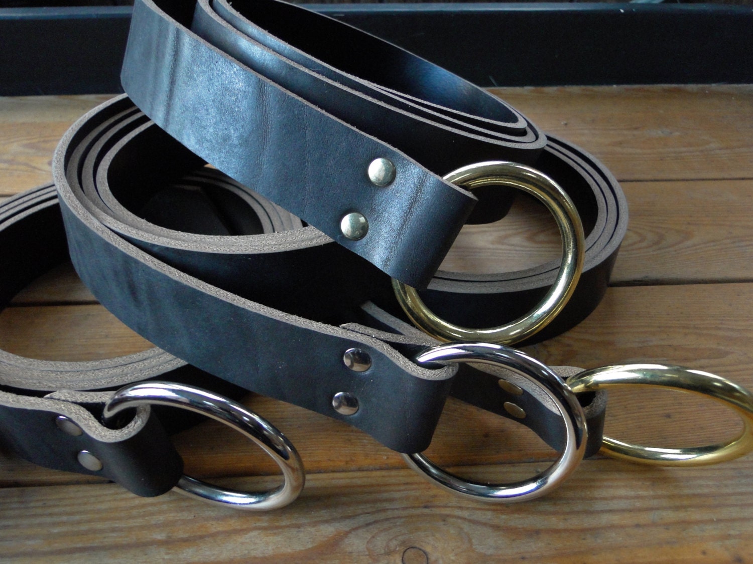 Medieval Leather Ring Belts 60 Long Black or by FolkOfTheWood