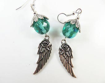 Aqua angel wing earrings