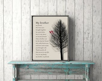BROTHER GIFT Poem PRINTABLE Instant Download Gift from Sister Gift from Brother to Brother 8x10 5x7 A4 11x14 Wall Art diy Print