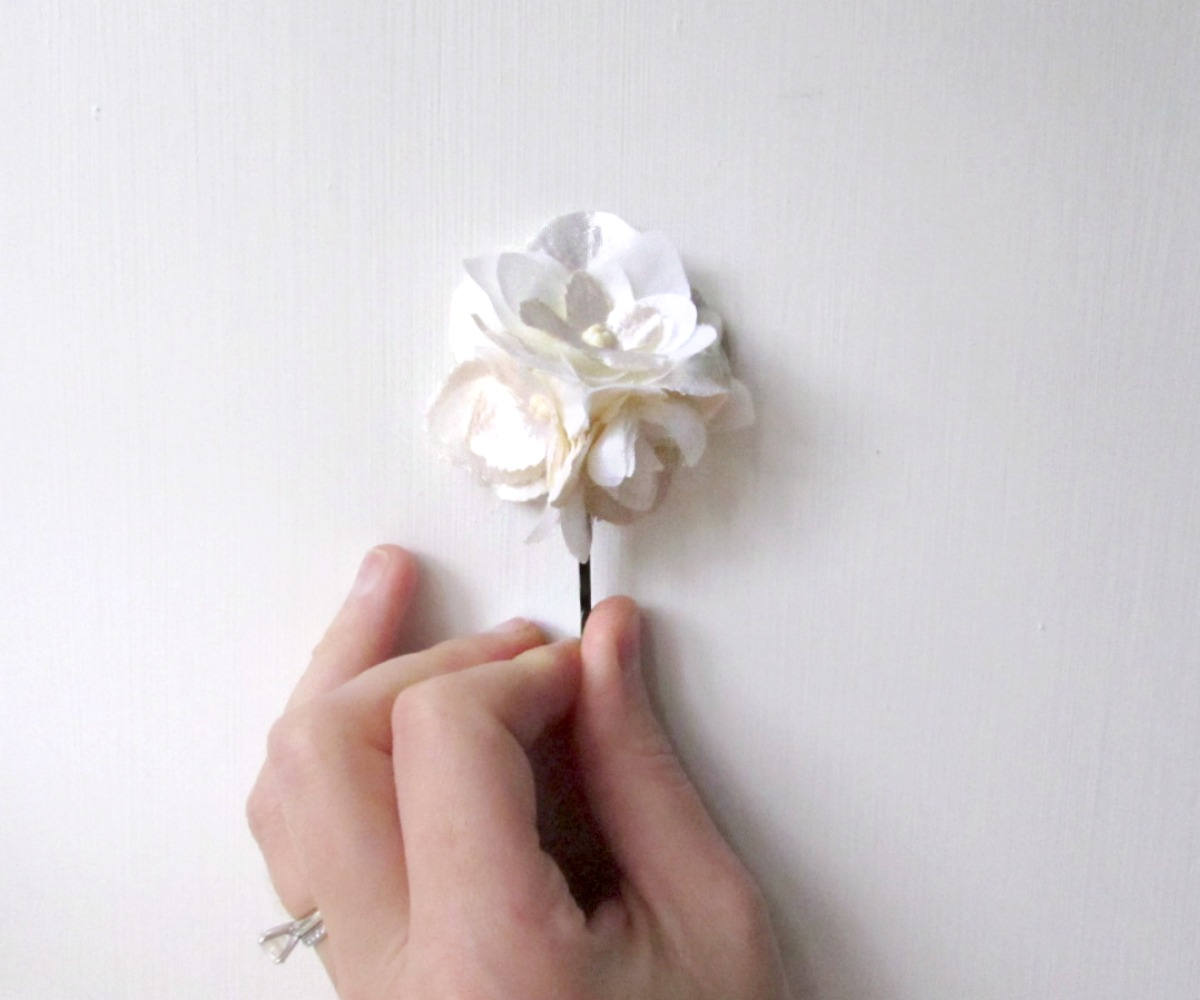 Ivory Silk Flower Hair Pins Ethereal Bride Bohemian Bridal