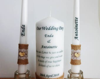 Rustic Wedding Unity Candle Set Wedding Unity ceremony Candles set Wedding Unity ideas décor Bride and Groom outdoor wedding wooded heart