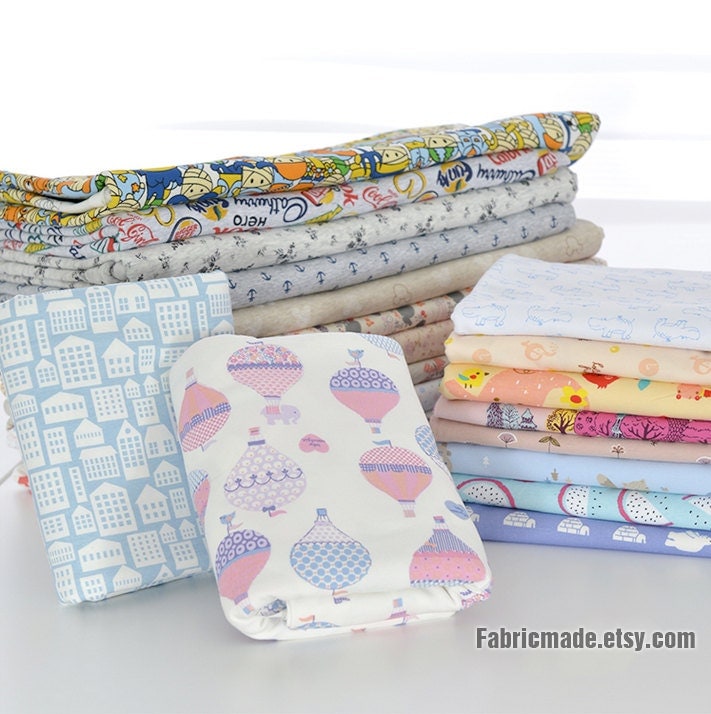 Baby Cotton Fabric Soft Cotton Knit Stretch Fabric by fabricmade