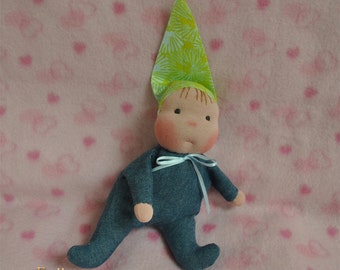 Fretta's original Waldorf Style Weighted Baby. 9" / 23 cm soft sculpture Cloth Doll. Baby's First Doll. Child Friendly Baby Doll.