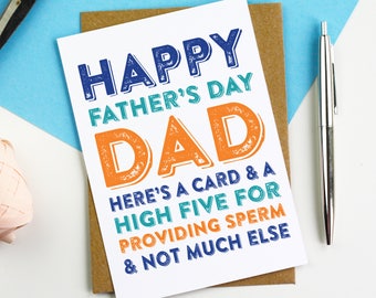 Happy Father's Day Sperm Donor Funny Typographic contemporary Letterpress Inspired Greetings Card DYPFD020
