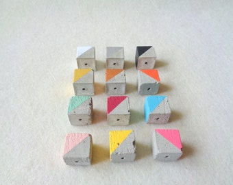 Concrete Pendats 16mm, Set of 3 Hand casting Cube, DIY Goncrete Necklace, Geometric Jewelry