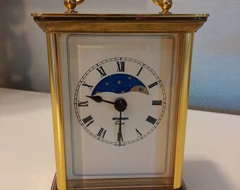 Staiger Quartz Brass Clock with Moon dial