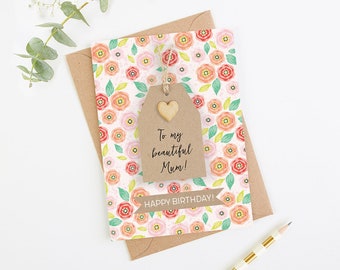 Personalised Mum Birthday Card Floral Tag