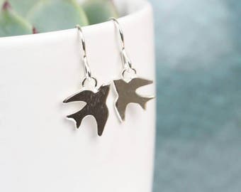 Sterling silver swallow drop earrings