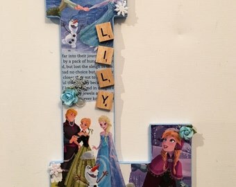 Custom Frozen Letter - Disney Wooden Letter - (Both Anna and Elsa) 11"