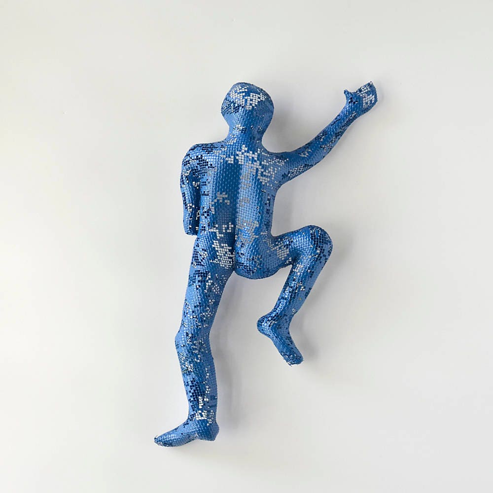 Climbing man 3d wall art Hanging wall sculpture Rustic wall