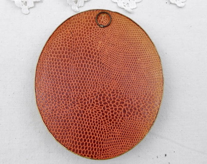 Vintage French Domed Glass and Brass Picture Frame with Silk Flower Composition on Satin Backing, Wall Hanging, Mid Century, 1950s, 1960s