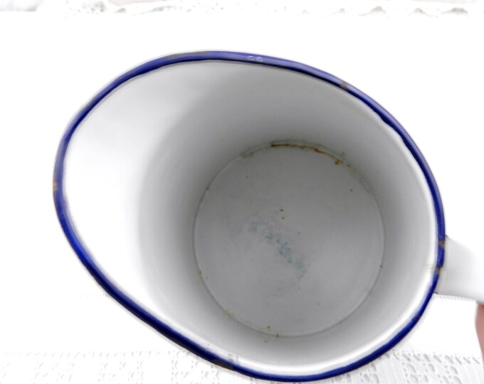 Small Antique French White Enamelware Pitcher,Chippy Enamel Jug / Vase, Cottage Kitchen, Farmhouse, French Country Decor, Rustic, Chic