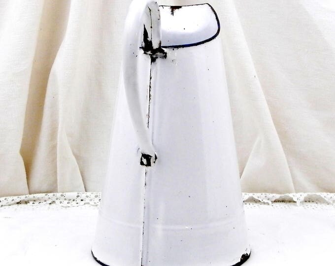 Antique French White Enamelware Pitcher, Chippy Enamel Jug / Vase, Cottage Kitchen, Farmhouse, French Country Decor, Shabby Chateau Chic Antique French White Enamelware Pitcher, Chippy Enamel Jug / Vase, Cottage Kitchen, Farmhouse, French Country Decor, Shabby Chateau Chic