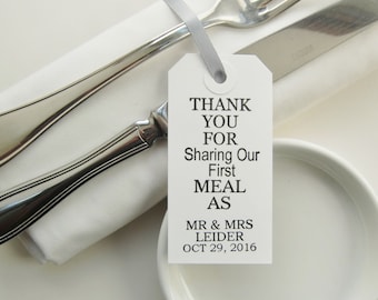 80 Wedding Napkin Ties-Wedding Table Decor-Thank You for Sharing-Elegant WhiteTags-Unique Wedding Favors-Wedding Reception-Wedding Table