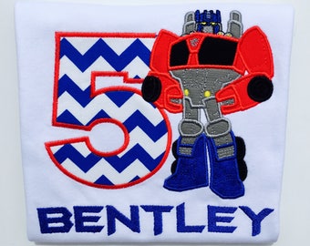 TRANSFORMERS OPTIMUS PRIME Rescue Bot-Personalized Embroidered Birthday Bodysuit or T-shirt