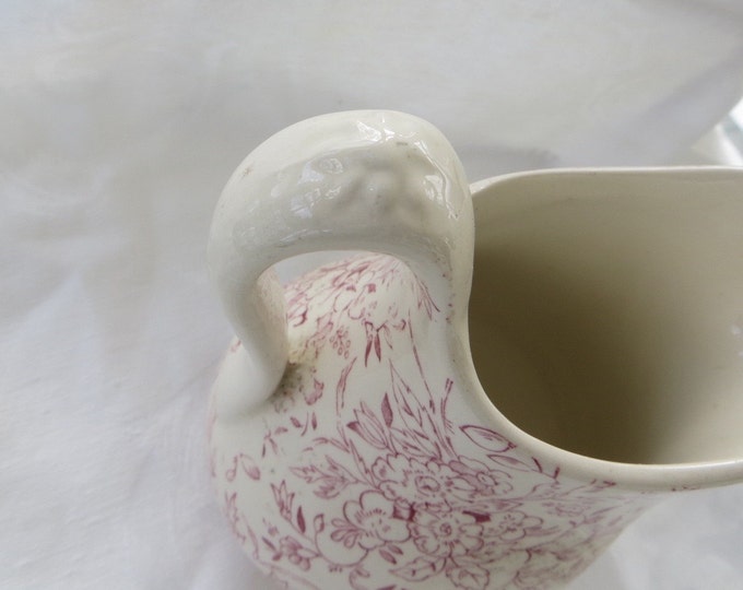 Royal Crownford Transferware Pitcher, Staffordshire England, Ironstone Creamer, Red Transferware, Shabby Chic Home