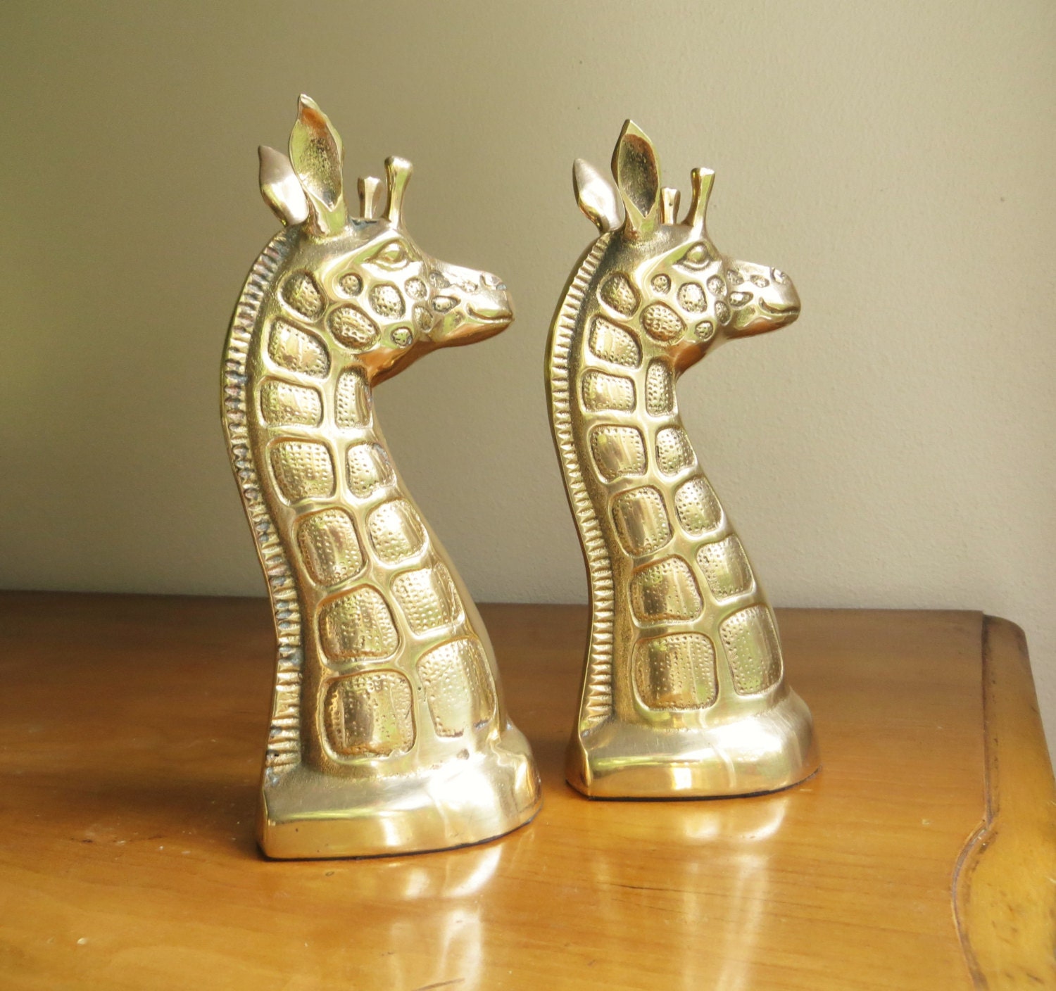 Vintage Brass Giraffe Bookends Gold Giraffe Book Ends