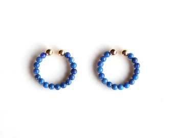 Lapis Lazuli Beaded Clip On Earrings, Blue Non Pierced Earrings, December Birthstone Jewelry, Semi Precious Gemstone