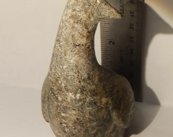 Inuit Eskimo Serpentine Soapstone Carving: BIRD. 5x4x3