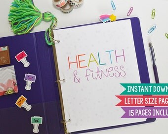 50% OFF Fitness Planner, Health and Fitness Planner, Printable Fitness Planner, Fitness Planner Printable, LETTER Size, 15 Pages
