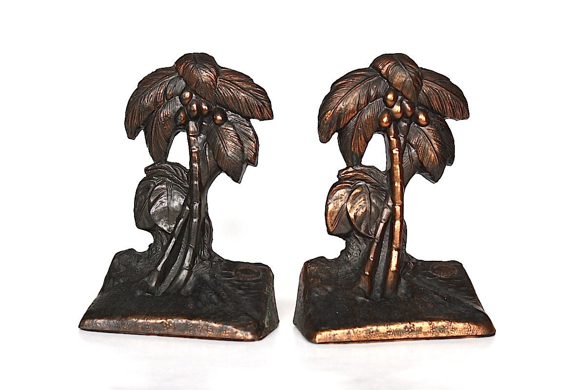 Palm Tree Bookends Vintage Bookends Palm Tree Decor