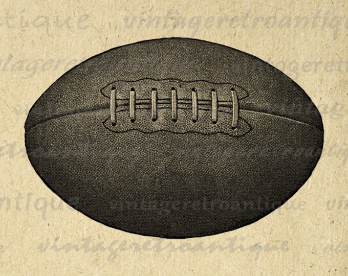 Digital Printable Football Image Vintage Football Graphic Sports Ball Download Illustration Antique Clip Art Jpg Png Eps HQ 300dpi No.4048