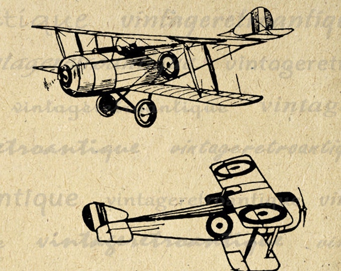 Digital Printable Antique Airplanes Image Two Planes Graphic Download T-Shirts Jpg Png Eps HQ 300dpi No.1005