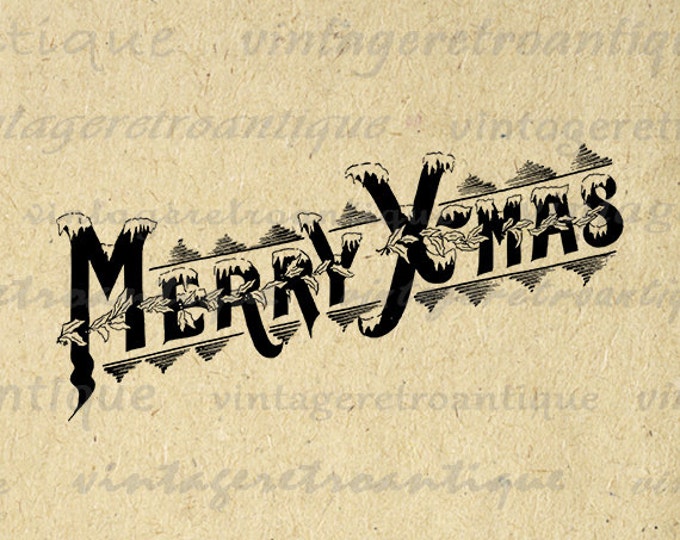 Merry Xmas Printable Digital Download Christmas Text Image Word Graphic Antique Clip Art Jpg Png Eps HQ 300dpi No.726