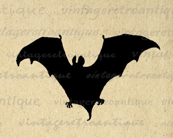 Printable Image Bat Silhouette Graphic Halloween Digital Download Antique Clip Art Jpg Png Eps HQ 300dpi No.3313