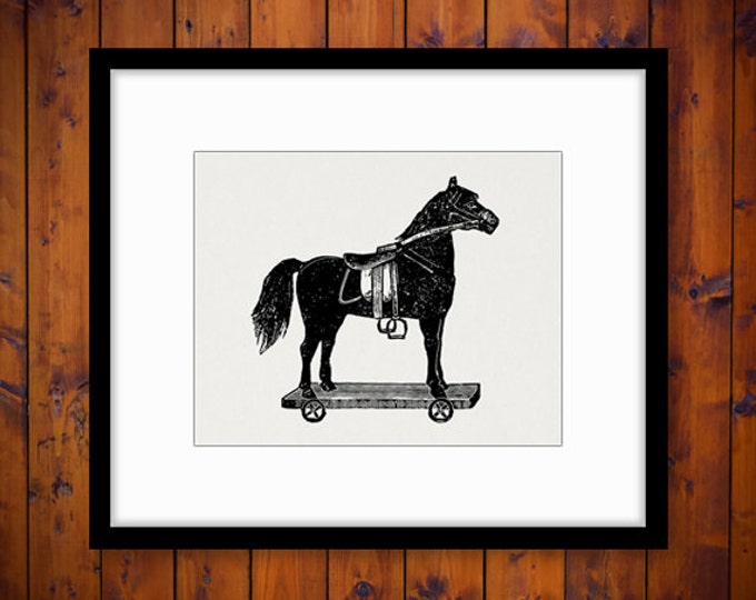 Digital Antique Toy Horse Printable Download Illustration Graphic Image Vintage Clip Art Jpg Png Eps HQ 300dpi No.1799