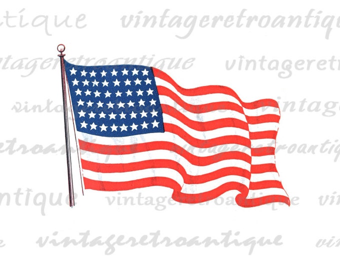 American Flag Digital Graphic Printable Flag Image USA America Clipart Download United States Printable Antique Clip Art HQ 300dpi No.2102