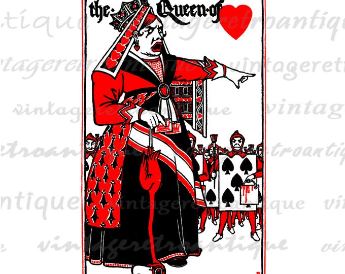 Alice in Wonderland Queen of Hearts Digital Graphic Printable Download Image Vintage Clip Art for Transfers Printing etc HQ 300dpi No.2502