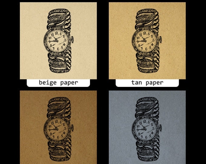 Printable Antique Watch Digital Graphic Illustration Image Download Vintage Clip Art Jpg Png Eps HQ 300dpi No.1345