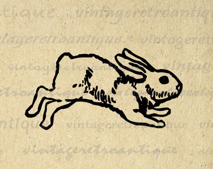 Bunny Printable Image Download Cute Rabbit Graphic Rabbit Digital Vintage Clip Art for Transfers Making Prints etc HQ 300dpi No.4621