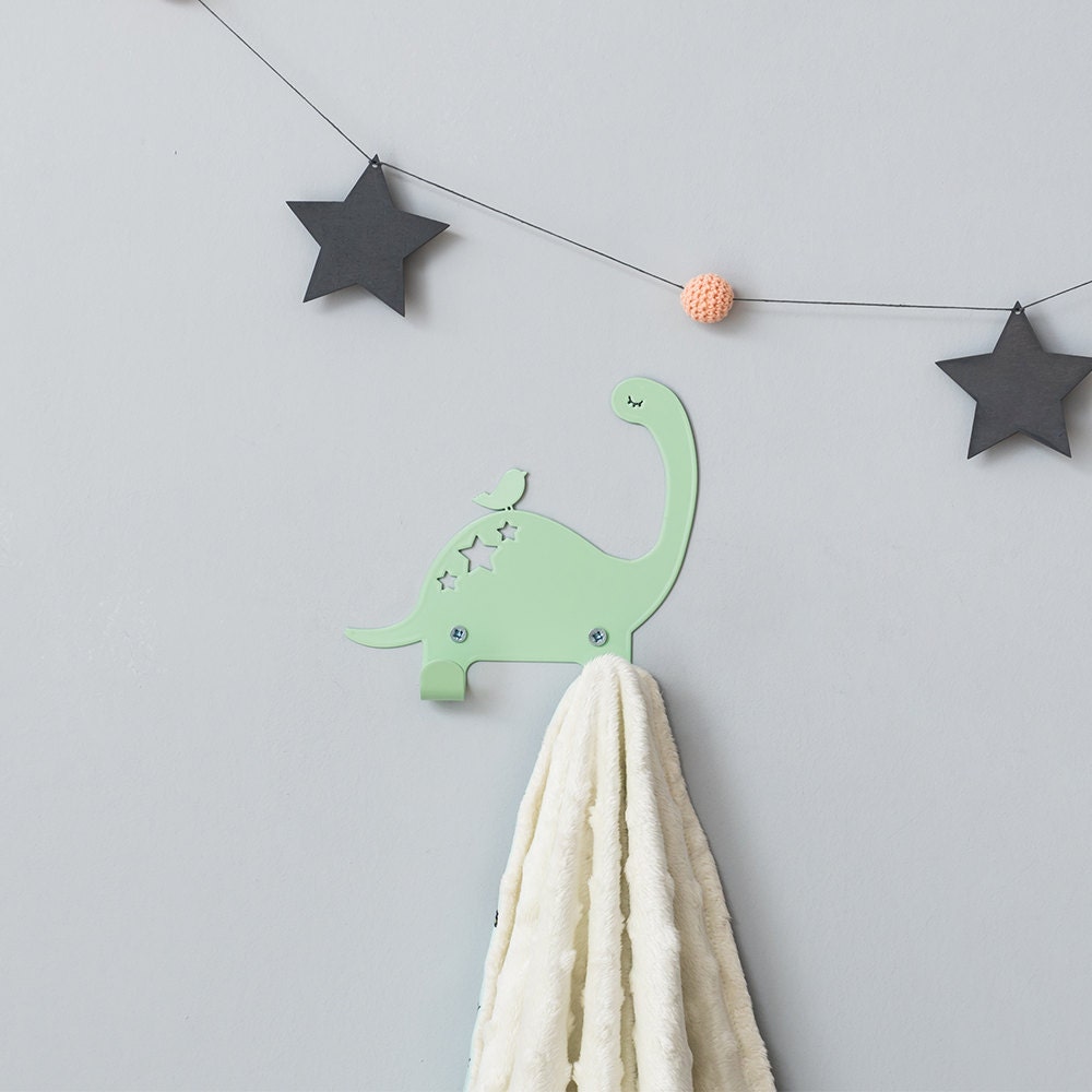 Metal coat rack Dinosaur hooks for kids Dinos bedroom