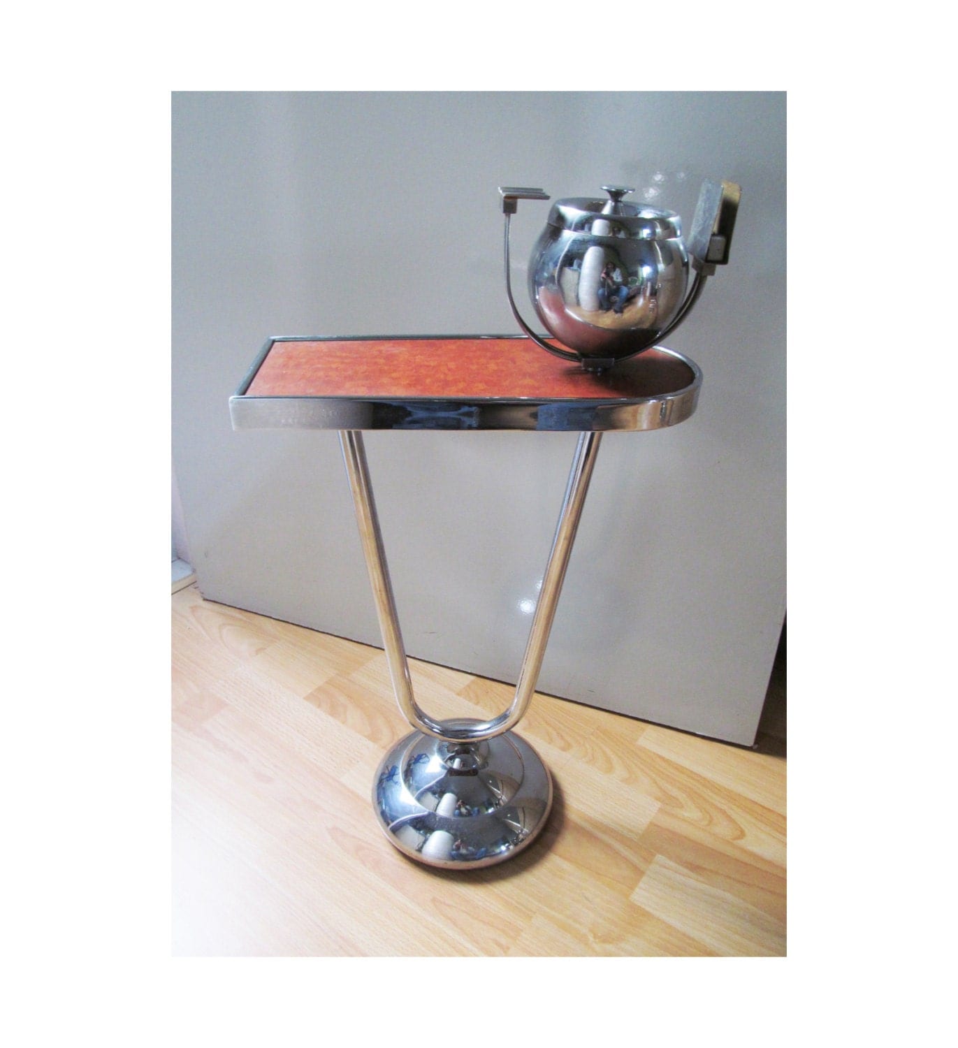 Art Deco Chrome standing ashtray pedestal ashtray table