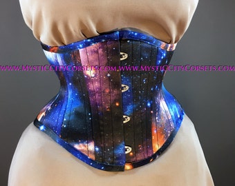 MCC-6 Galaxy Satin waspie corset underbust waist training tightlacing steel boned corset MystiC City Corsets