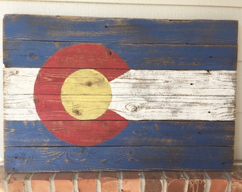 Rustic Wood Colorado Flag