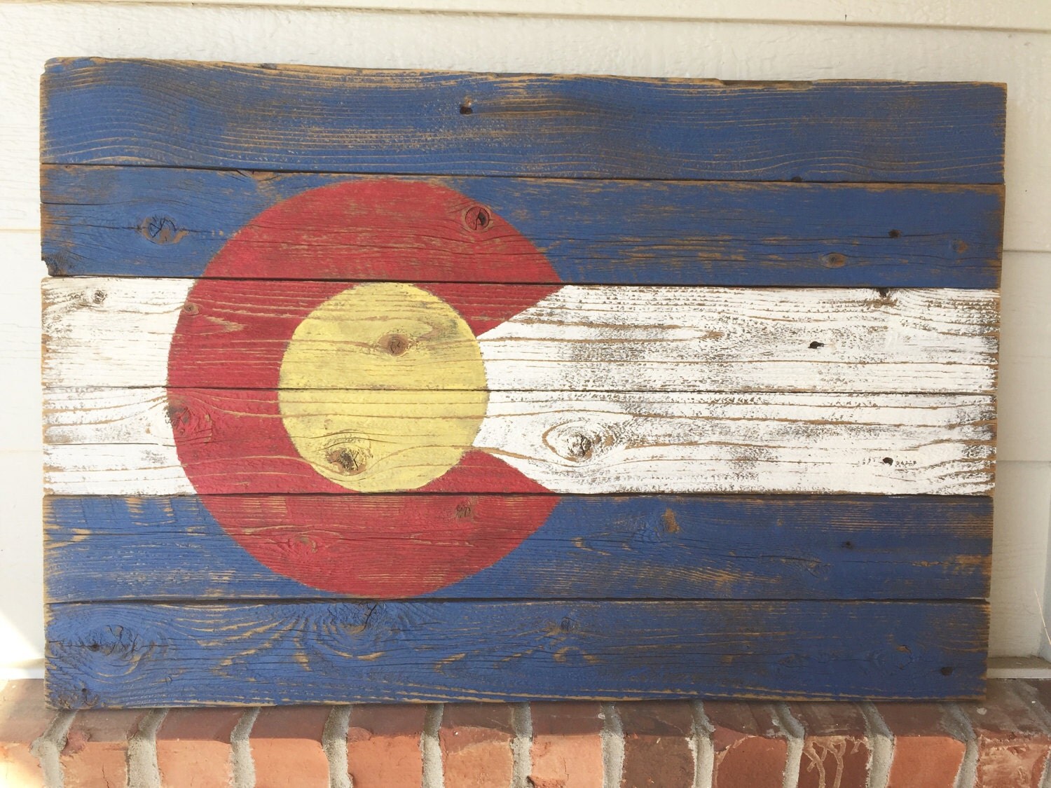 Rustic Wood Colorado Flag