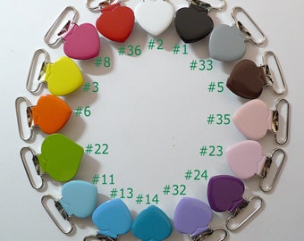 FREE SHIPPING 10pcs 1'' 25mm Enamel Heart Suspender Clips Lead & Nickle Free